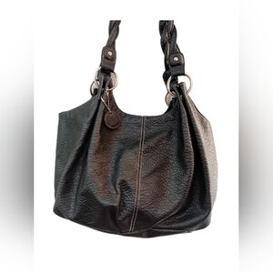 Elegant Black Faux Leather Tote Bag